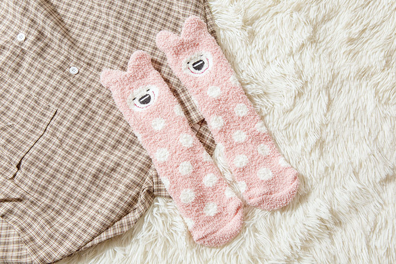 Cartoon Coral Velvet Embroidery Stand Crew Socks Home Floor Socks Sleeping Socks Female Cashmere Socks Stuffed Animals Fluffy Fuzzy Socks